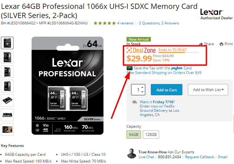 Deal of the Day: Lexar 64GB Professional 1066x UHS-I Card (2-Pack) for